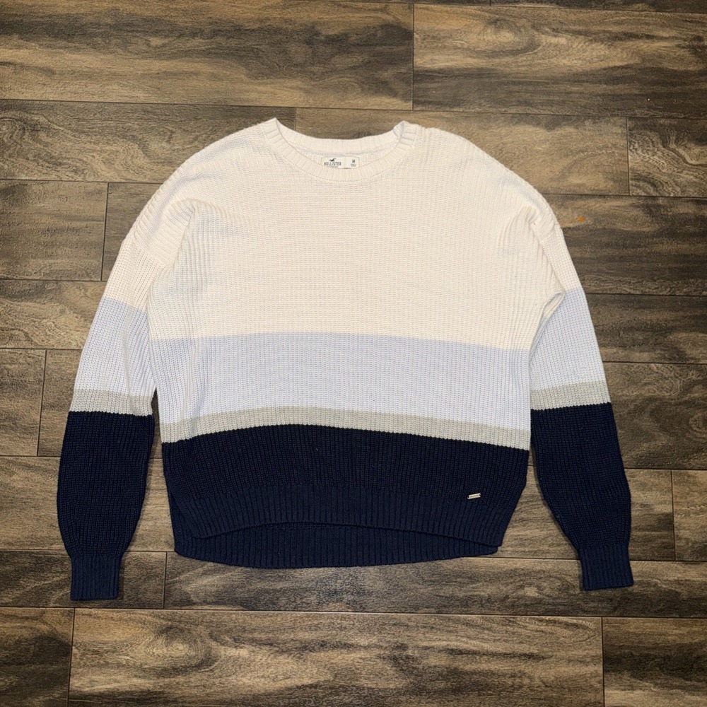 Hollister Women's Medium Crewneck Colorblock Knit Sweater Long-Sleeve Multicolor